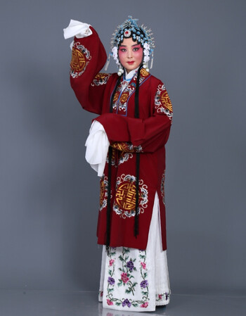 戏装老旦红色美女v戏装青衣身体婆古装外衣女披女员土地酒舞台女对服装的们戏曲图片