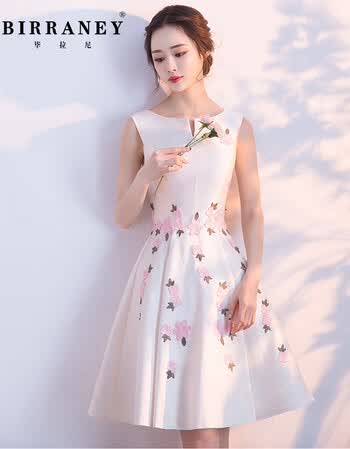 毕拉尼品牌女装2018新款晚礼服短款宴会生日派对连衣裙聚会伴娘服