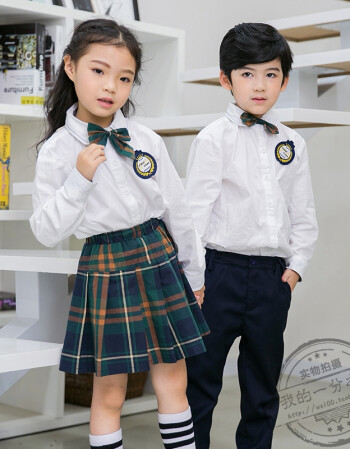 2018春季园服新款英伦白衬衫学院风小学生校服幼儿园儿童两件套 女
