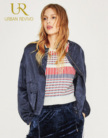 urban revivo ur棒球服外套 宝石蓝 l