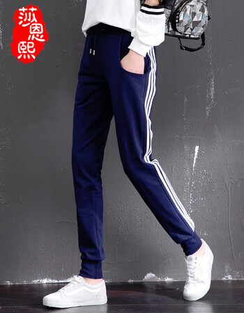 莎恩熙学生运动裤女校服裤春夏新款2018初中生宽松跑步长裤高中休闲裤