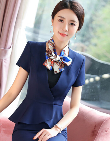 夏季职业装套装女短袖西装时尚正装酒店美容院2019新款工作服套裙