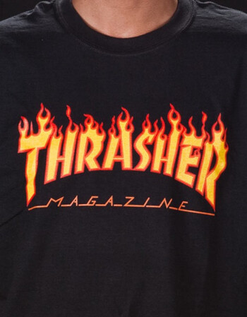 thrasher flame logo 美版经典火焰 帅爆炸 短袖t恤 黑色黄火焰美版 m