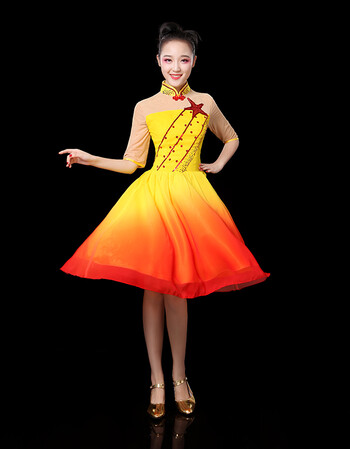 2018春季新品现代舞蹈服装新款开场舞裙套装短裙广场舞连衣裙演出服女