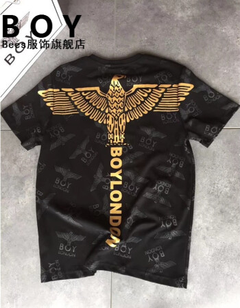 boy bees 正品潮牌2018新款背鹰字母满身刺绣老鹰短袖