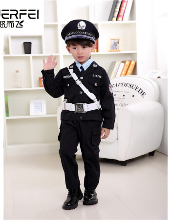 新款儿童警察服黑猫警长衣服小交警演出服男童幼儿园交警警官服装扮演