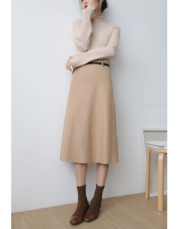 韩国冬季新款韩版高腰半身裙中长款一步裙女装 此款配