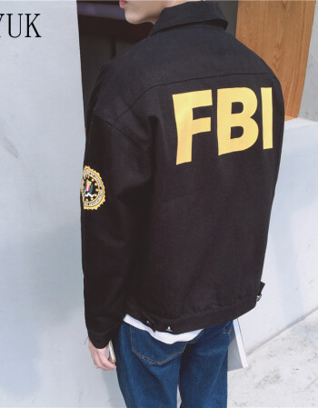 uyuk韩版修身gd权志龙同款 字母fbi 夹克男士连帽休闲外套男夹克tl001