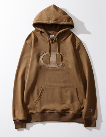 国潮clotins18ss logo刺绣连帽卫衣纯棉毛圈料大c图标刺绣连帽卫衣