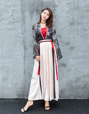 实拍 高品质依墨时尚风日常装改良汉服女装对襟齐腰襦裙窄袖夏装薄款