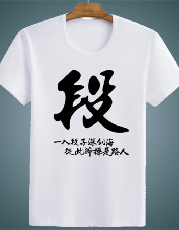 t恤 短袖男女段友 恶搞笑暴走漫画衣服 表情包带文字logo衣服 段字白