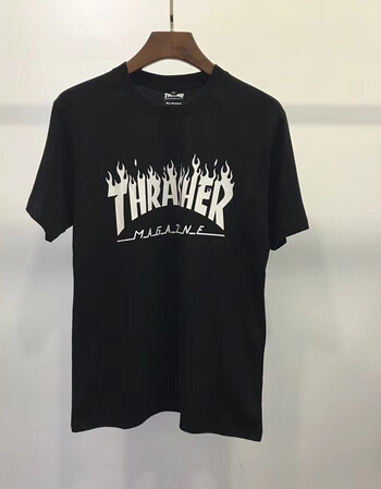 2018thrasher 火焰 短袖t恤 1825 黑白 xl