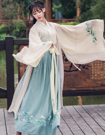 杜若汉服广袖流仙裙日常古风襦裙仙女飘逸清新淡雅学生古装服装夏y 大