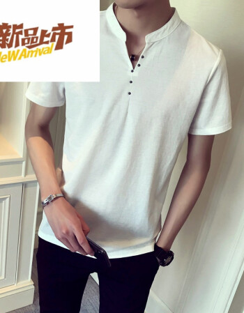 夏季t恤韩版迷彩宽松夏装圆领2018新款社会人半袖t衣服男 白色(q4款)