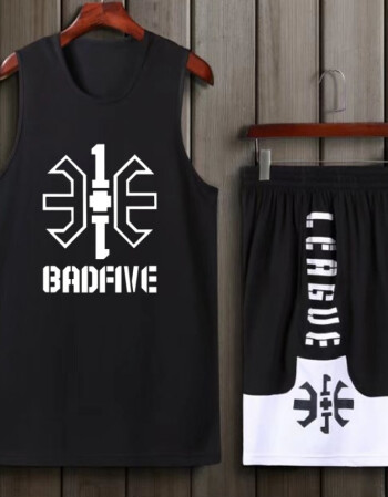 头盔哥篮球服套装男定制青少年夏季运动背心比赛训练队服球衣 黑色