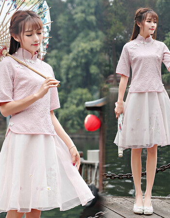 新品夏装民国风复古汉服女中国风改良日常装古风女学生毕业照服装裙子