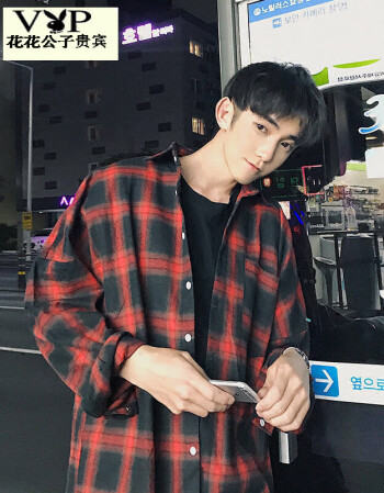 大学生长袖寸衫秋天个性宽松潮人外衣非主流学生衬衣杨洋李易峰同款