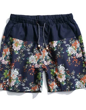 珂梵图夏季大裤衩子男士宽松大码个性潮流亚麻短裤大裤头外穿薄款休闲