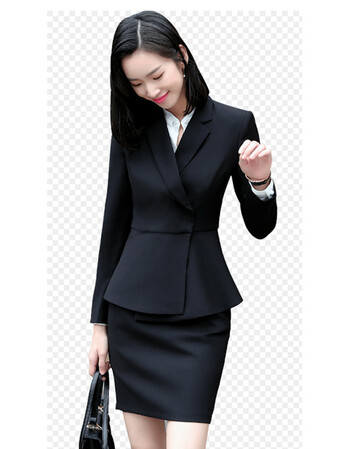 前台职业套装女2018新款时尚名媛小香风套装修身西服工作服 黑色西装