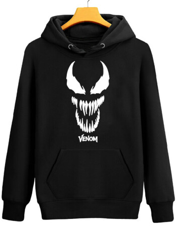 毒液卫衣同款蜘蛛侠暗黑连帽外套秋冬衣服男汤姆哈迪venom 毒液2黑色