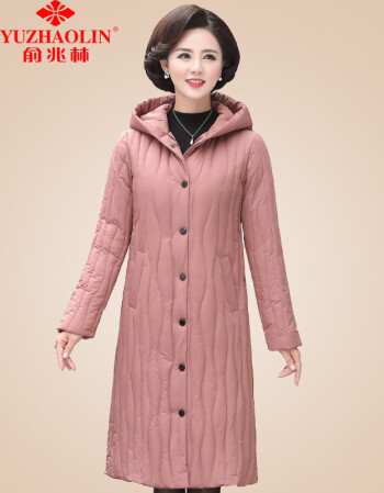 俞兆林中老年女装时尚潮流妈妈装棉服中长款连帽棉衣棉袄外套女wy5590