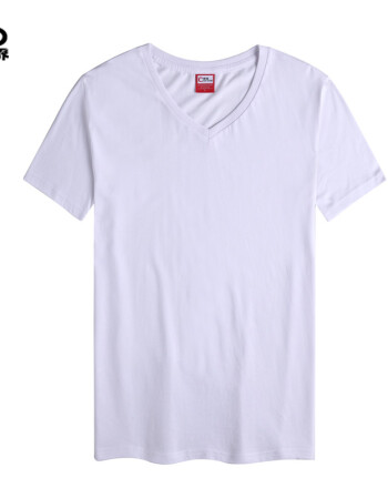 潮无界v领纯棉t恤广告衫文化衫diy工衣班服定制旅游团体工作服体恤