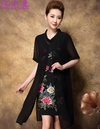 优卡曼 200斤胖mm大码女装夏季新品中老年连衣裙 套裙