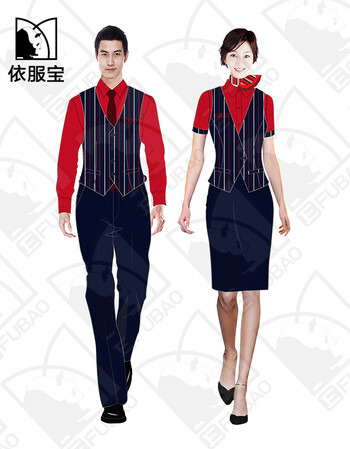 依服宝公司定制餐厅酒店服务员服装设计招牌创意服装v公司图片素材图片