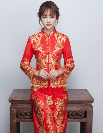 敬酒服新娘旗袍2017新款秀和服结婚礼服秀禾服龙凤褂中式嫁衣冬女