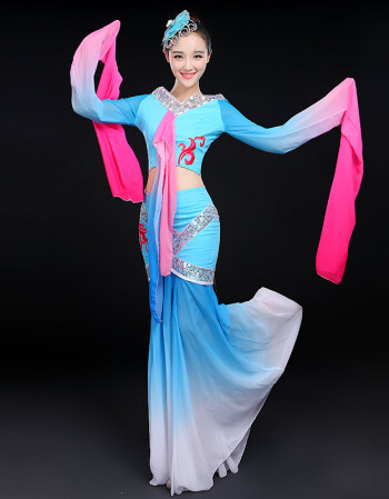 古典舞蹈服装新款秧歌服民族舞水袖舞蹈演出服傣族舞台服装独舞女
