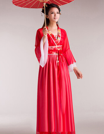 古装汉服演出长裙仙女舞蹈襦裙表演服装古典舞唐朝戏曲表演服 红色