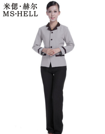 酒店客房保洁服装女医院保洁员服装长袖工作服秋装职业装套装 灰色