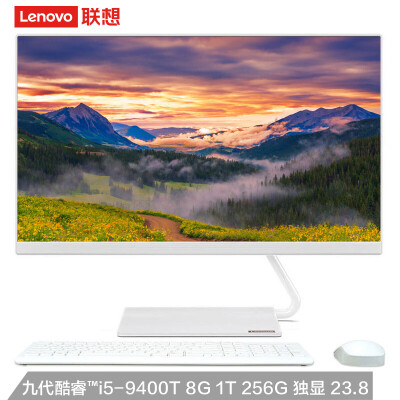 联想（Lenovo）AIO逸 个人商务一体机台式电脑23.8英寸（i5-9400T 8G 1T+256G 2G独显 无线键鼠）白