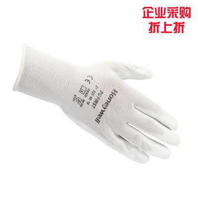 霍尼韦尔 2132255CN精密操作劳保手套加厚耐磨 白线手套防护手套男女手套10付装 中大号