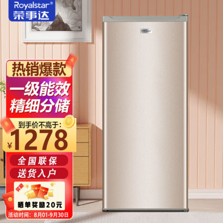 荣事达（Royalstar）193升立式冰柜家用匀冷 全温区冷冻小型抽屉式冷柜母乳储存柜 一级能效 BD-193U