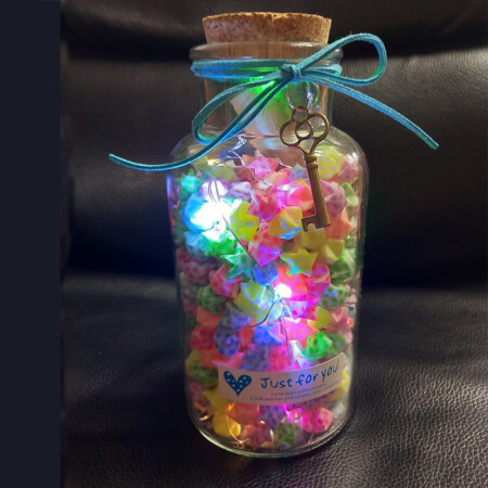 生日礼物女生 手工制作365颗夜光星星折纸成品 木塞玻璃瓶许愿瓶