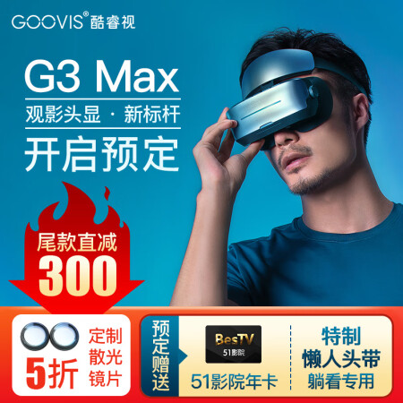 酷睿视GOOVIS G3 Max头戴3D巨幕显示器非vr一体机头戴影院5K级高清视频智能眼镜 投屏器-勿拍