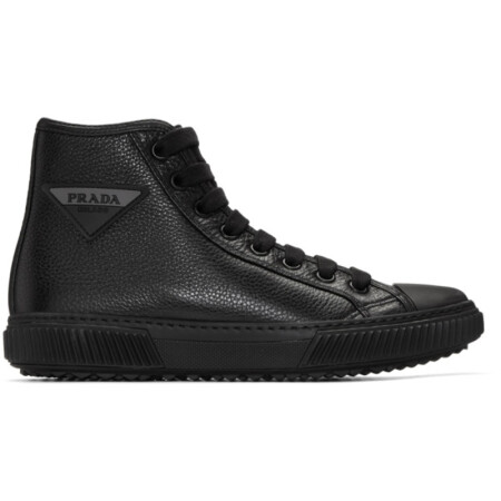普拉达(prada)奢侈品男鞋 1153324434 黑色徽标高帮板鞋 图片色 uk 7.