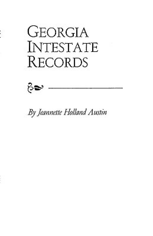 【预订】georgia intestate records