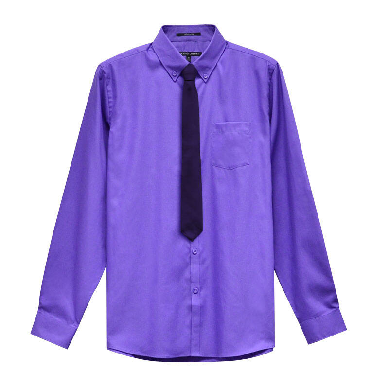 班尼路都市系列(baleno urban)时尚休闲配领带男士衬衫 紫色 m