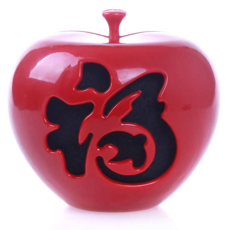吉祥吉祥坊多福苹果炭雕摆件 车载工艺品礼品红色td181-1
