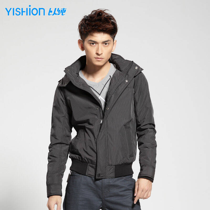 以纯yishion 男装棉衣外套 12311046 黑色 l