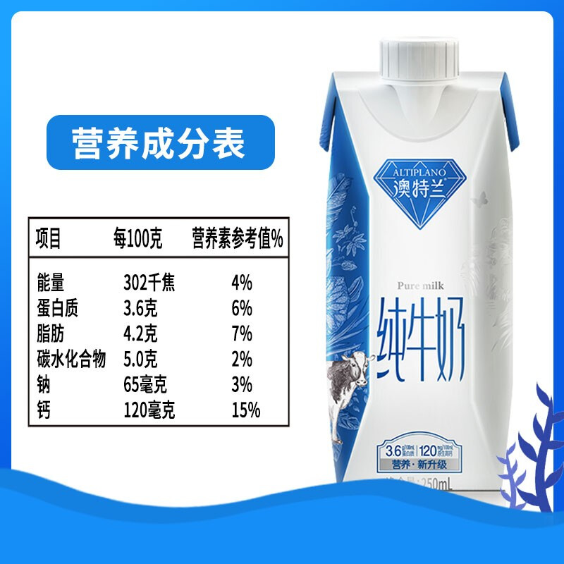 新希望 澳特兰纯牛奶250ml*10盒*2件