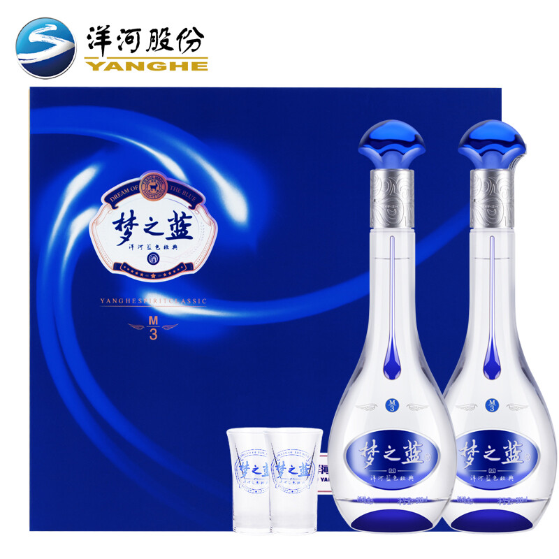 洋河梦之蓝m340.8度500ml瓶装礼盒白酒酒厂