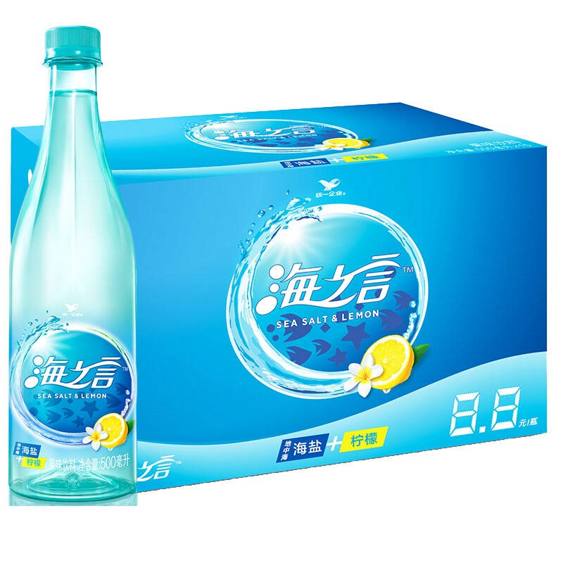 统一 海之言 柠檬口味 500ml*15瓶/箱 整箱 自营