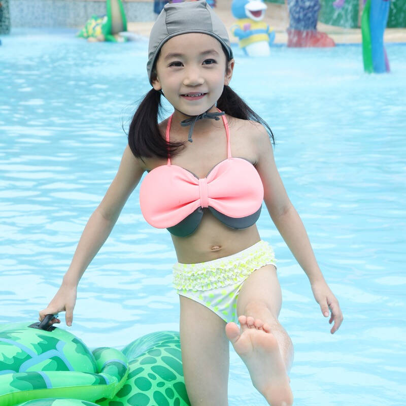 jelly bb 2014夏季韩版女孩泳衣 中小童女童泳衣hw0006 粉色 4岁-5岁