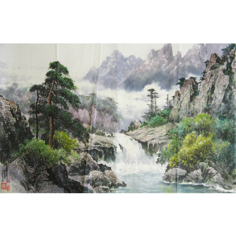 朝鲜一级画家 金今实 《集仙峰峡谷》-京东珍品