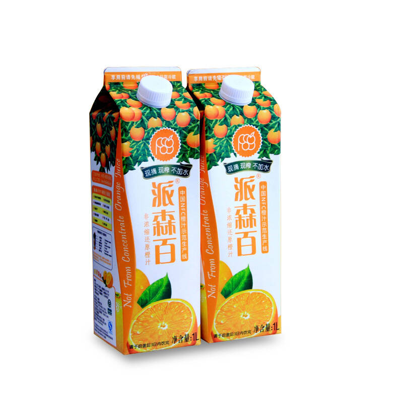 派森百nfc鲜橙汁 绿色食品零添加鲜榨果汁/ 纯果汁 1000ml*8/箱