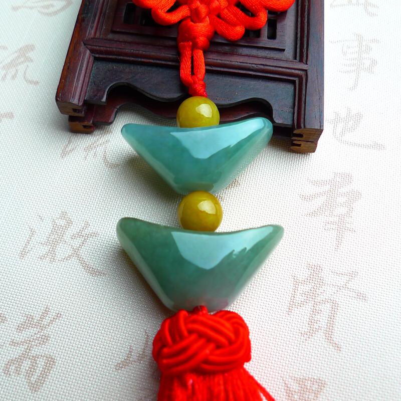 翡翠A货满色金元宝车挂43.75克 信合珠宝-京东