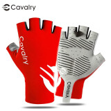 CAVALRY骑行手套户外运动健身训练男女防滑跑步透气自行车半指手套骑行 红色 S